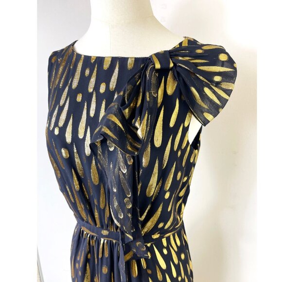 Milly of New York Holiday/Christmas Black and Metallic Gold Short Dress Size 6 - Picture 6 of 11
